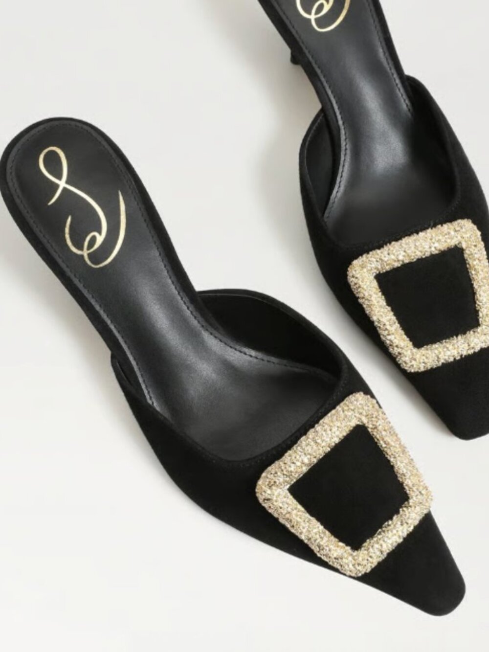 Same Edelman Black Brit Kitten Heel Mule